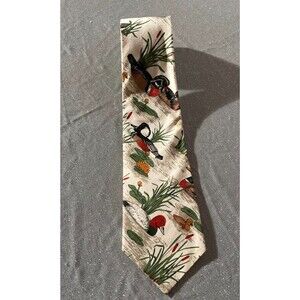 Vintage 90s Mallard Duck Tie 1990s Retro Handmade Novelty Print Ducks Gift